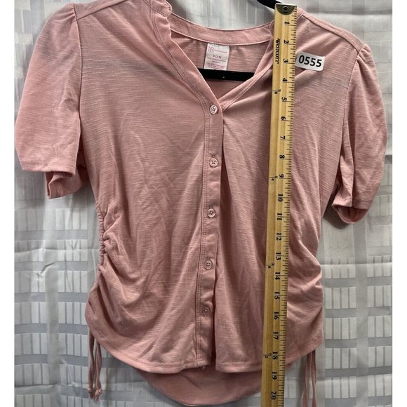 No Boundaries Junior/women’s Top Size S(3-5) color Pink short sleeve Button Up - Picture 5 of 11
